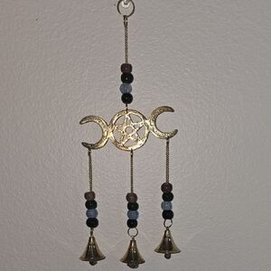 Triple Moon Pentacle Brass Wind Chime